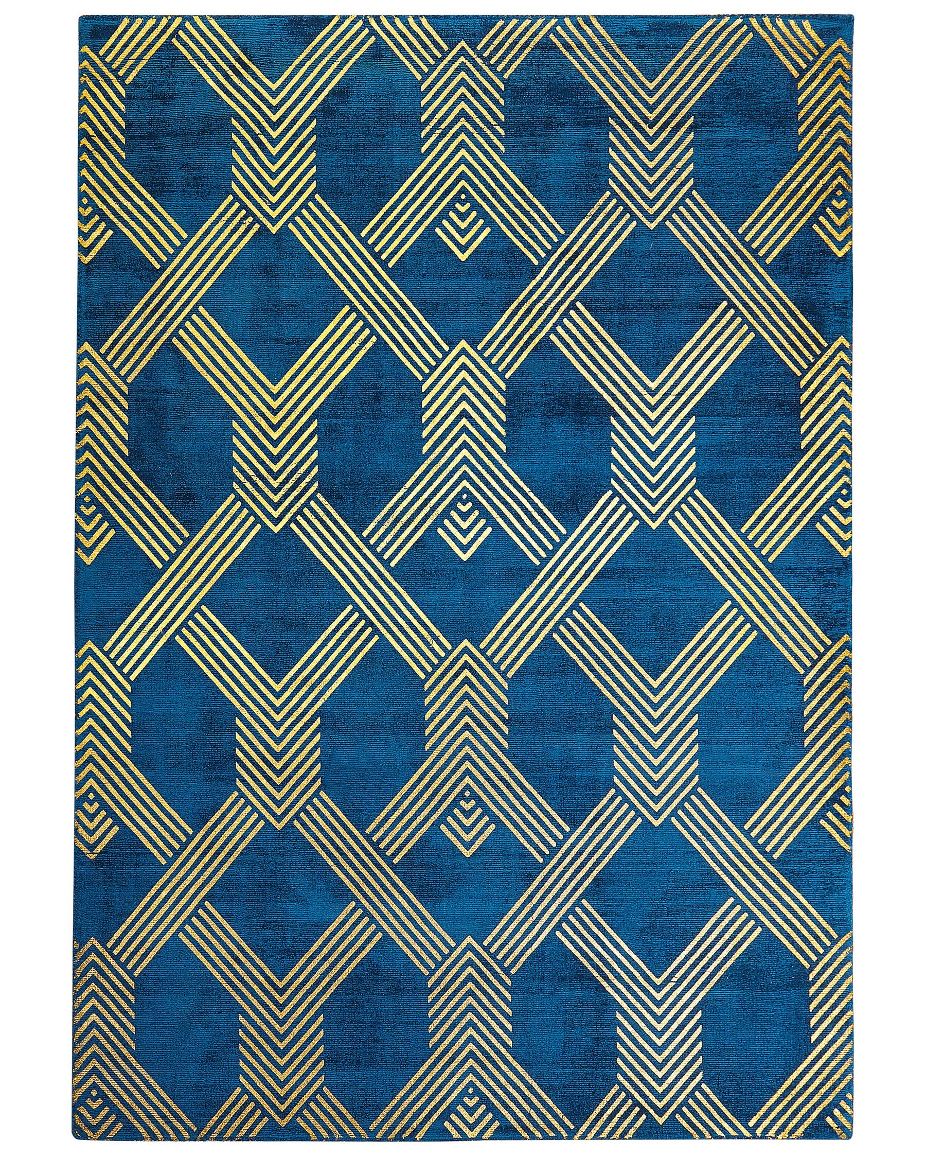 Teppich marineblau/gold 160 x 230 cm geometrisches Muster VEKSE_762350