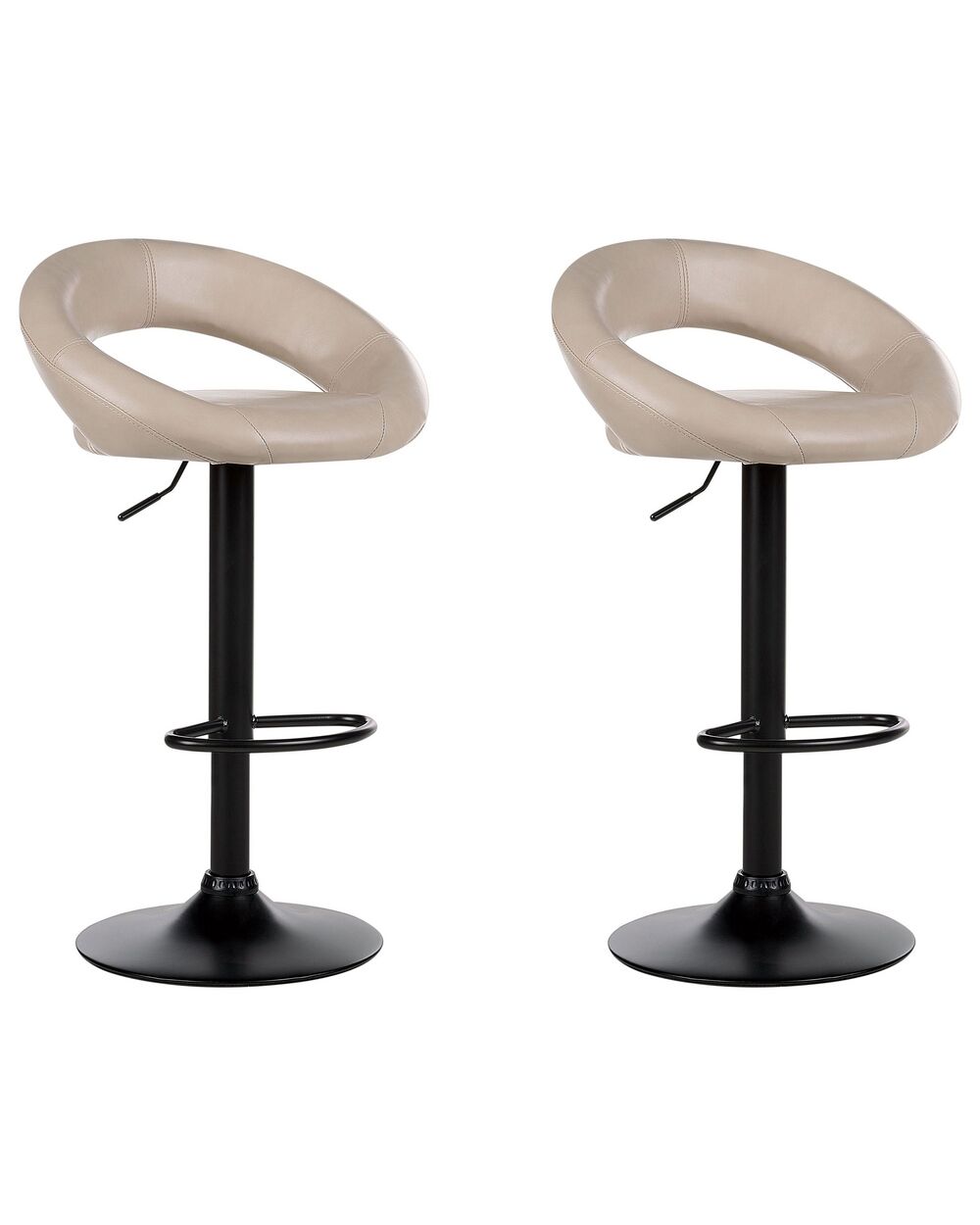 Set of 2 Bar Chairs PEORIA Swivel Faux Leather Light Beige