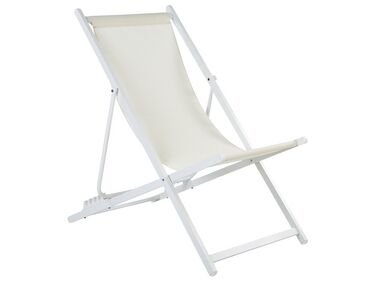 Folding Deck Chair Beige and White LOCRI II