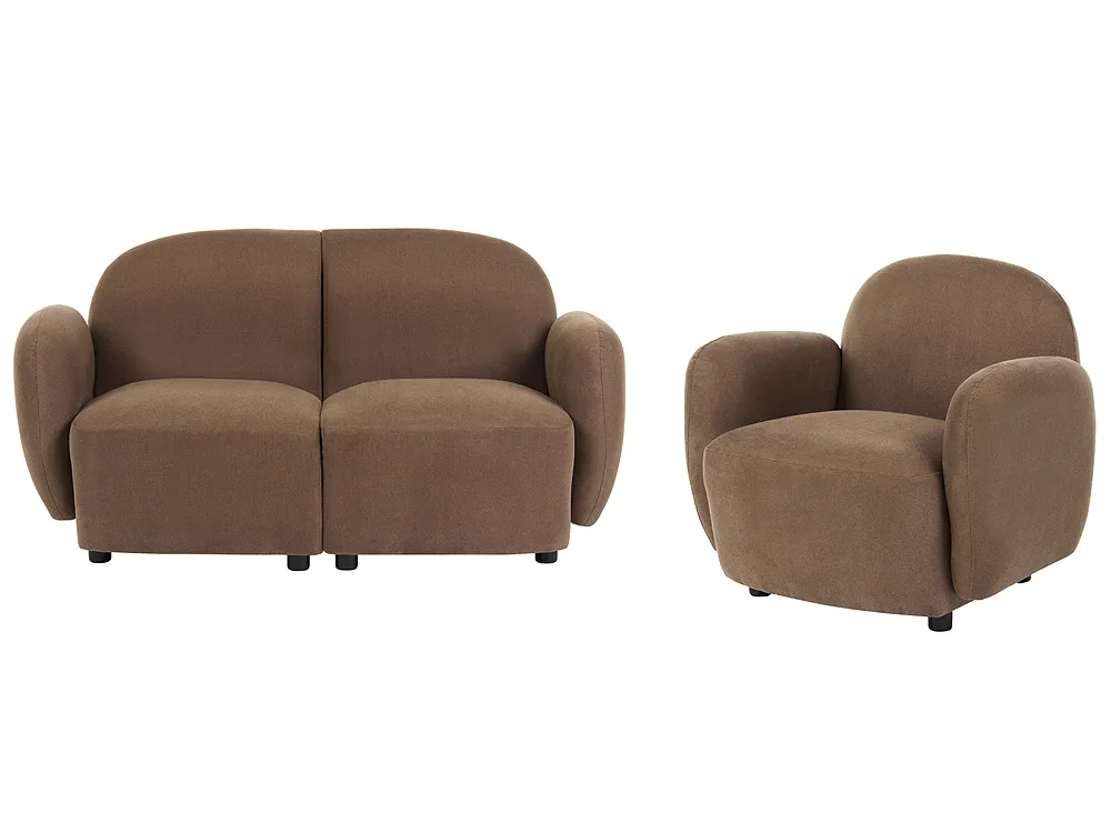 Living Room Set 3 Seater JULE Fabric Brown