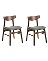 Set of 2 Dining Chairs SMILEY Wood Brown/ Green