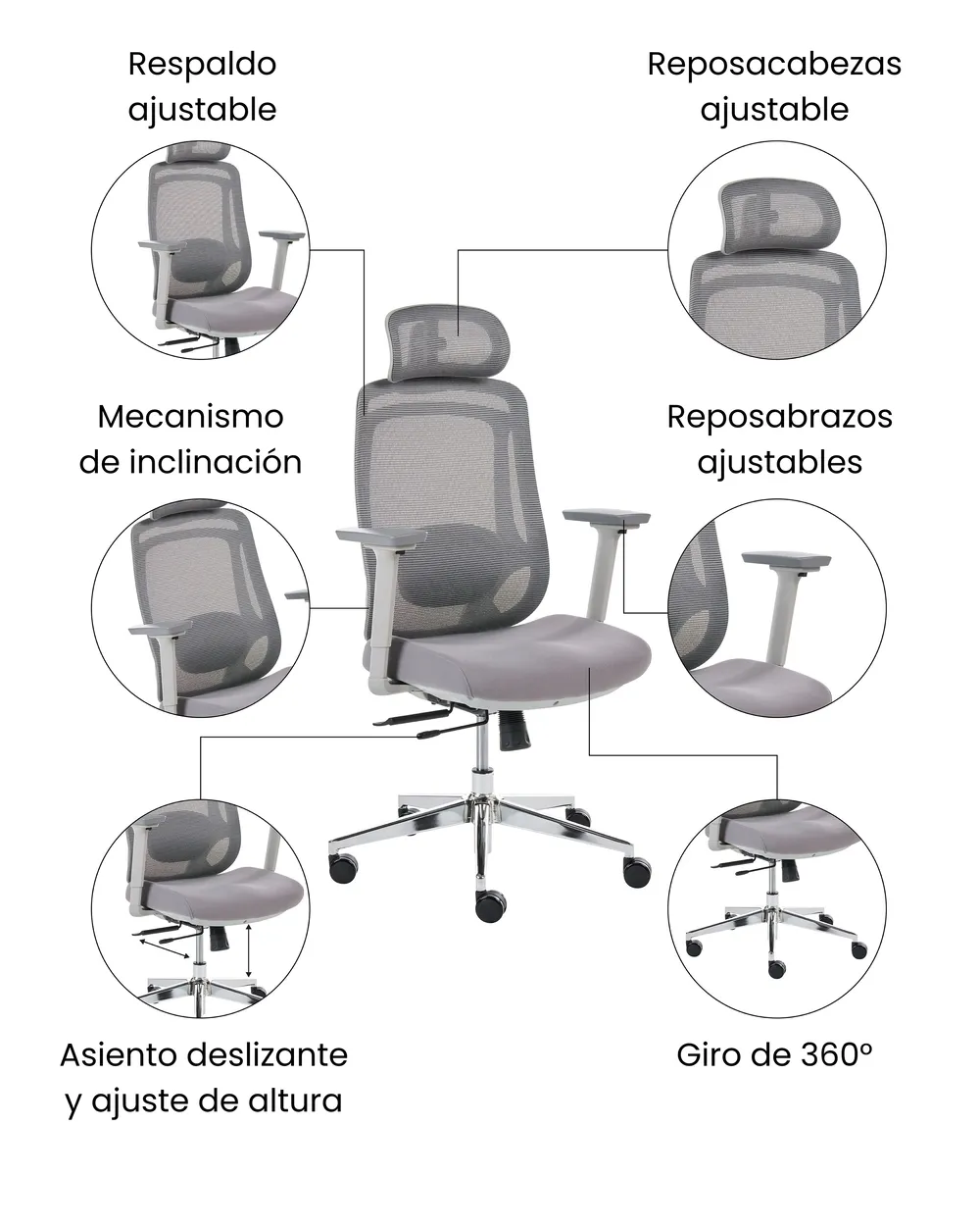 Silla de oficina OLYRA Gris_1071080