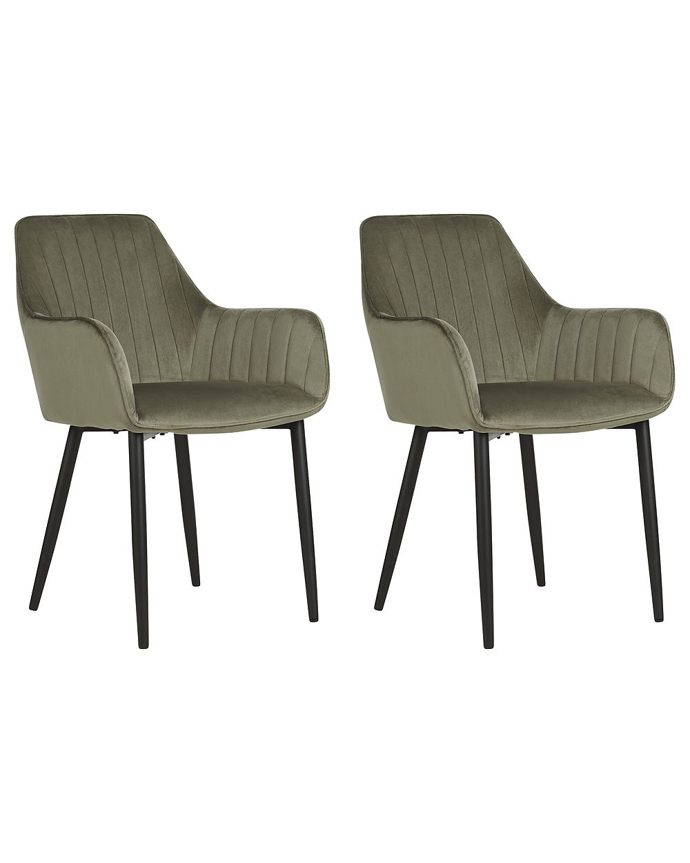 Set de 2 scaune dining WELLSTON Catifea Verde măsliniu