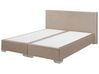 Zamatová kontinentálna posteľ 160 x 200 cm béžová CONSUL_736368