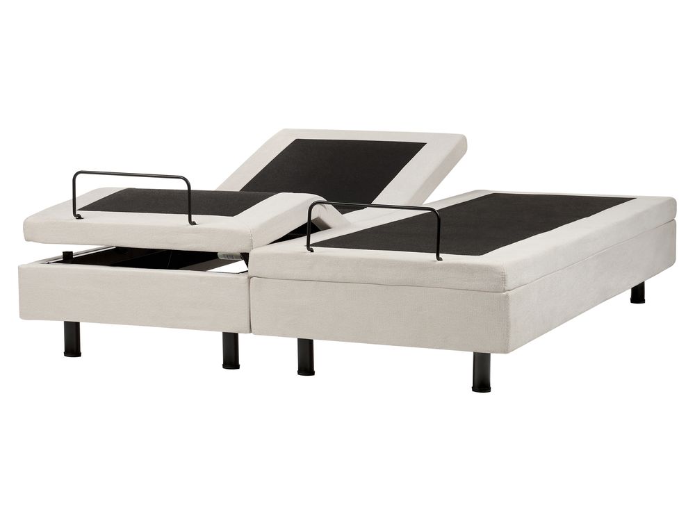 Adjustable Bed without Headboard Fabric DUKE II 160 x 200 cm (EU King Size) Light Beige