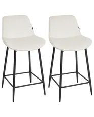 Set of 2 Bar Chairs DUBROVNIK Velvet Light Beige_928857
