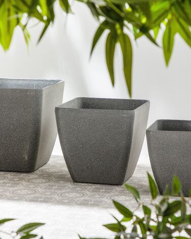 Set of 2 Plant Pots 42 x 42 x 42 cm Grey ZELI
