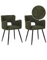 Conjunto de 2 cadeiras de jantar em bouclé verde escuro SANILAC_877447