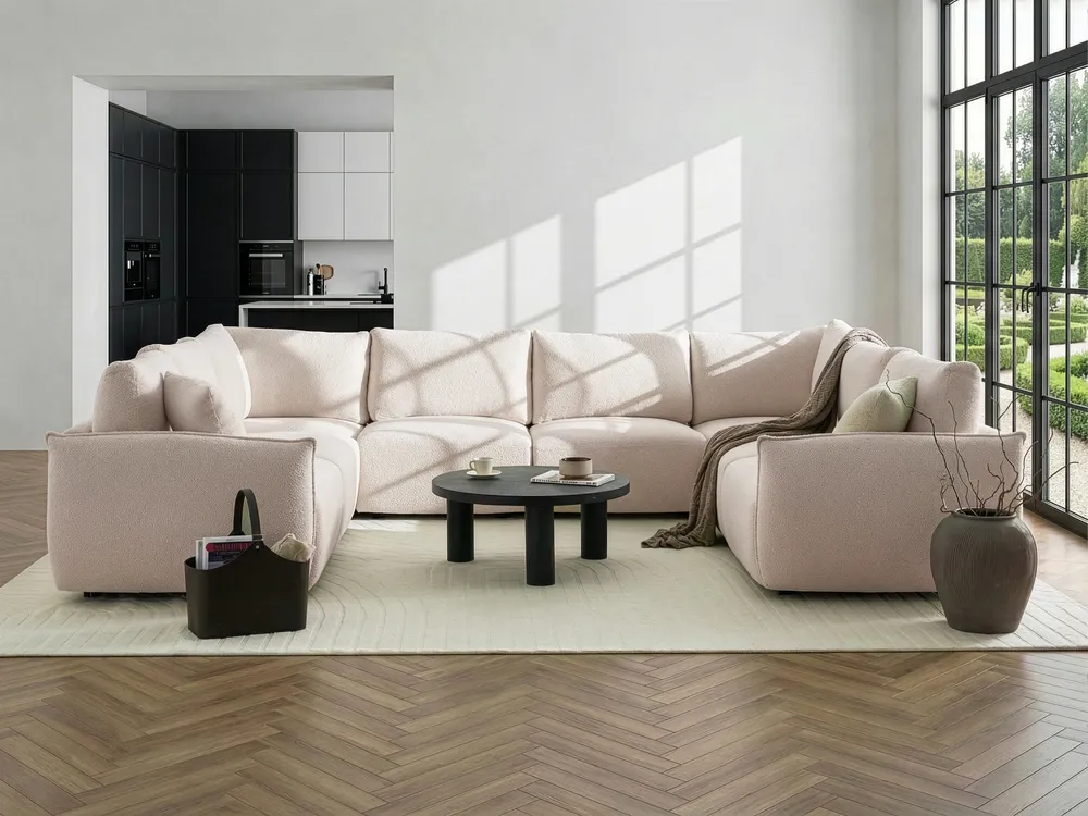 Modular U-Shape Sofa 8 Seater MESNALI Boucle Off-White