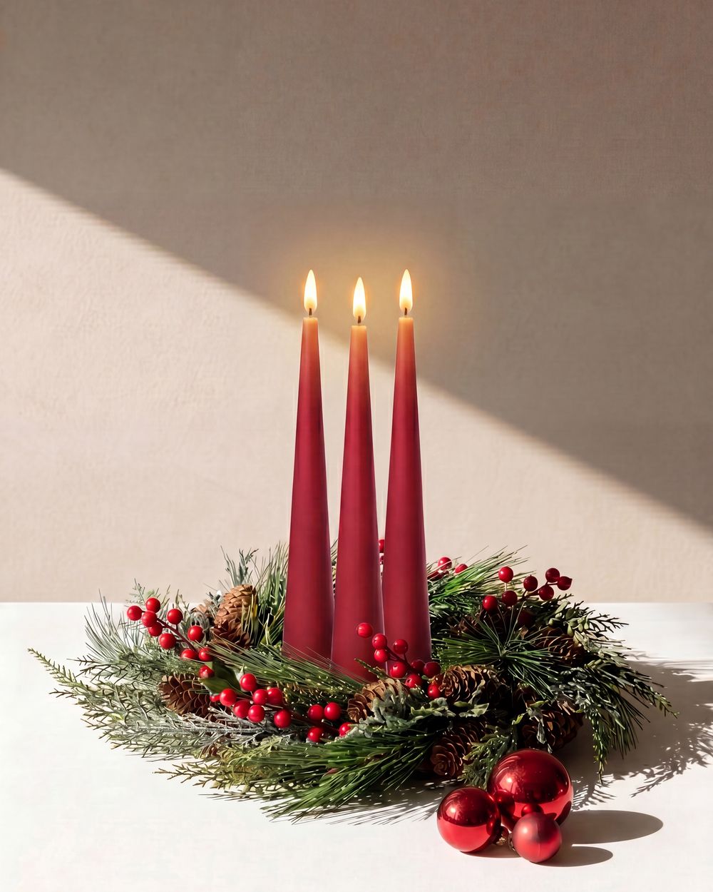 Set di 6 candele LED AURUM 28 cm Rosso