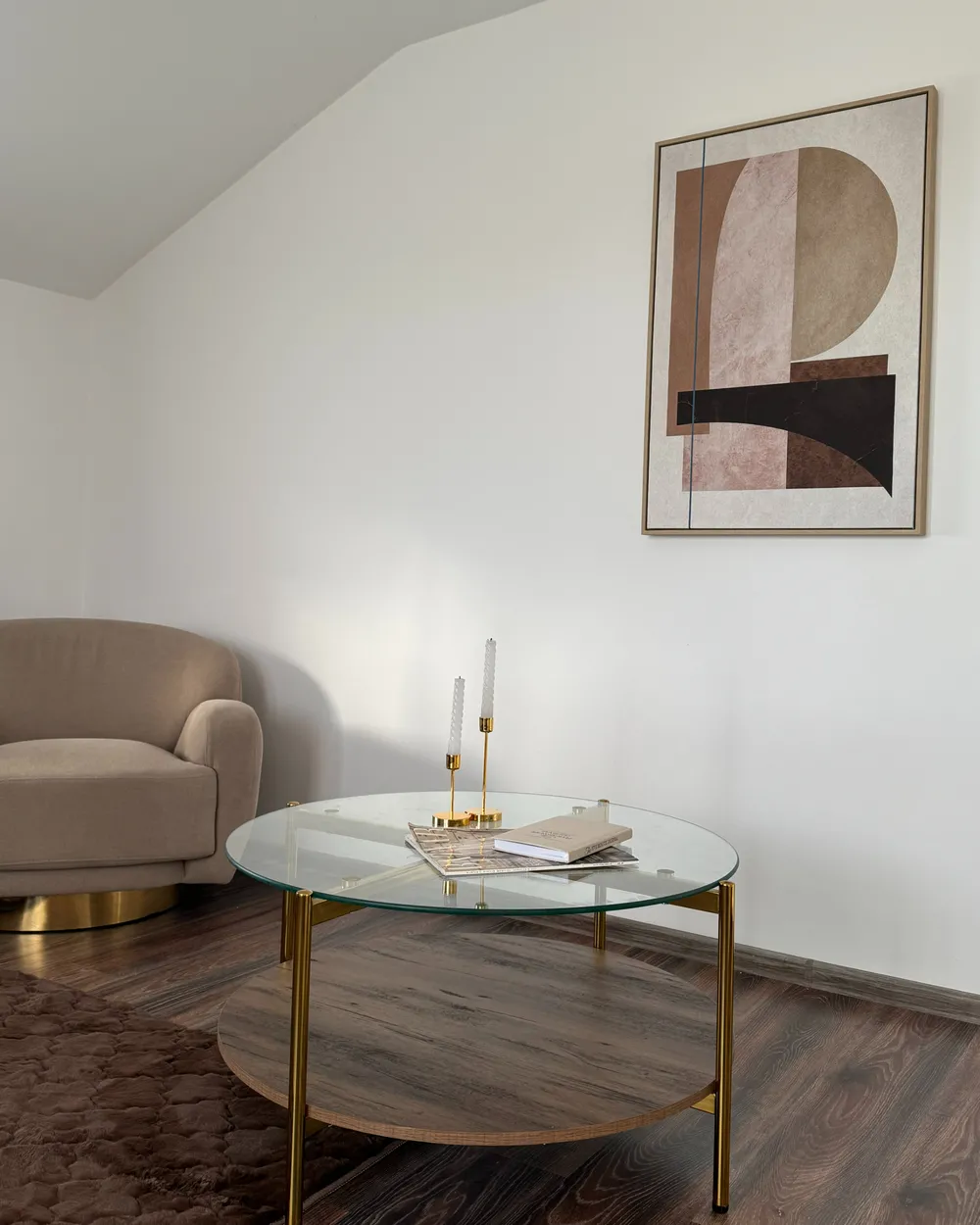 Tavolino da caffè LOVELL Vetro temperato Oro1