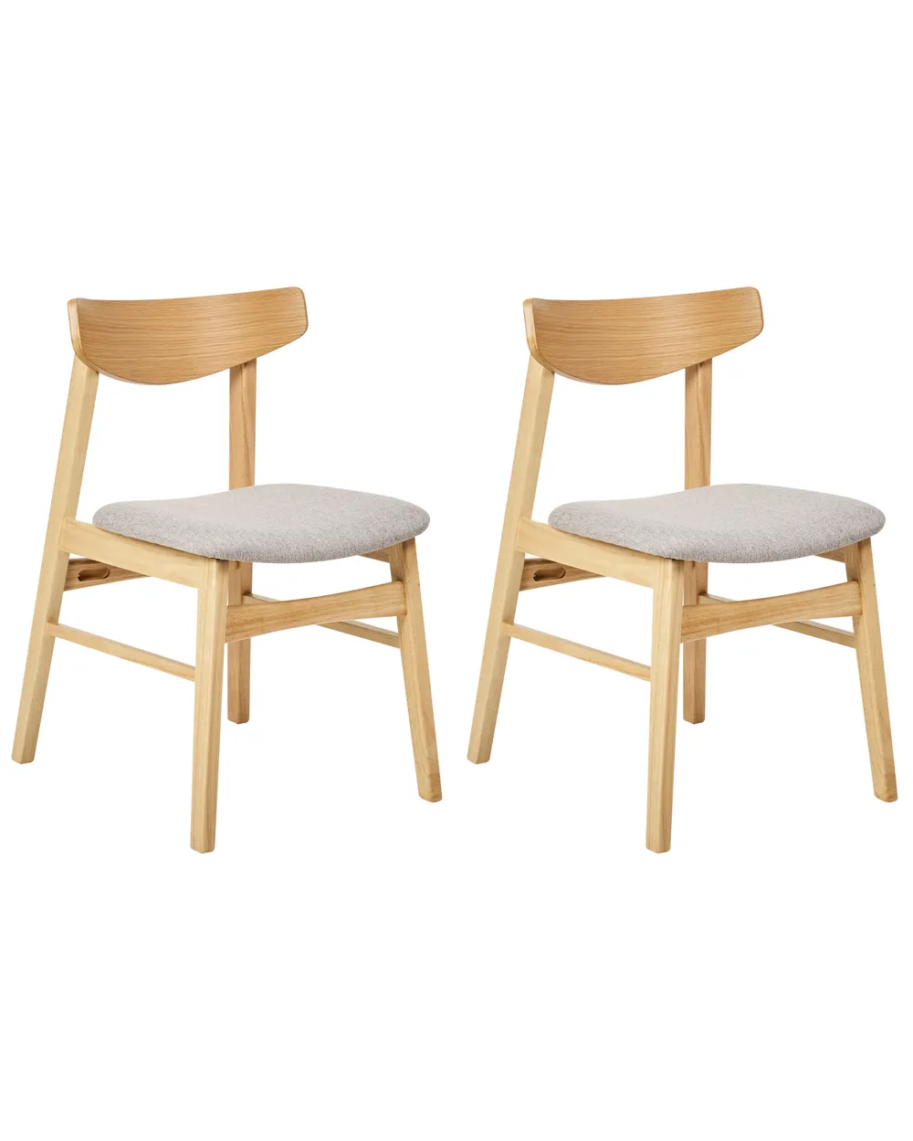 Set of 2 Dining Chairs SMILEY Wood Light Brown/ Grey