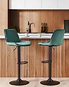 Set of 2 Bar Chairs DUBROVNIK Swivel Velvet Emerald Green