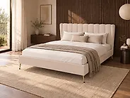 Lit avec sommier Velours MIRIBEL 180 x 200 cm Beige_1183055