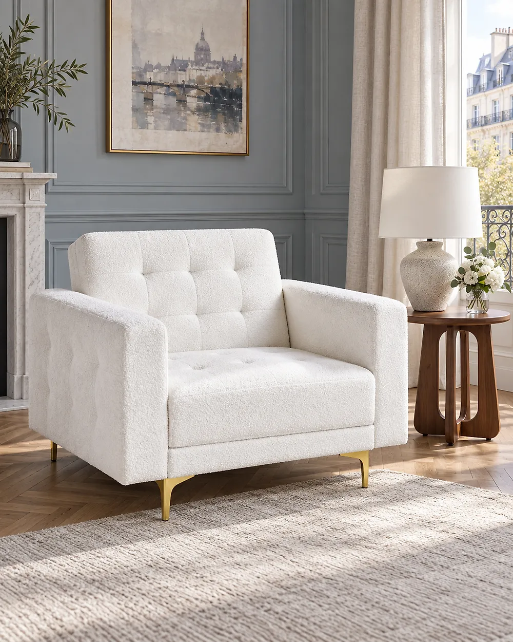 Poltrona ABERDEEN Bouclé Bianco sporco_1176472