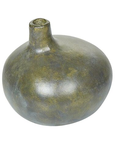 Terracotta Decorative Vase 18 cm Grey and Gold KLANG