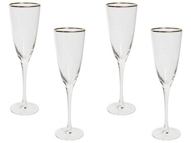 Set of 4 Gold-Rimmed Champagne Flutes 25 cl TOPAZ
