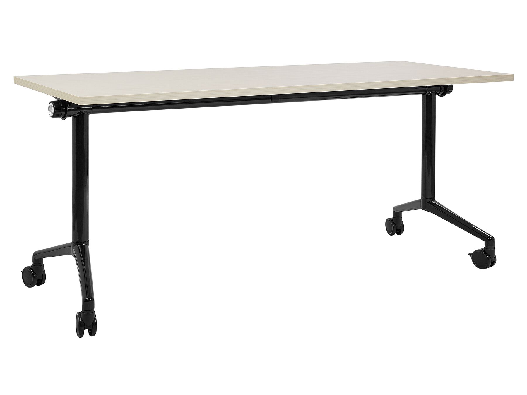 Schreibtisch heller Holzfarbton / schwarz 160 x 60 cm klappbar mit Rollen CAVI_922286
