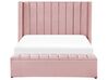 Łóżko welurowe z ławką 140 x 200 cm różowe NOYERS _834492