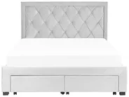 Bett mit Schubladen LIEVIN Samtstoff Hellgrau 160 x 200 cm_858071