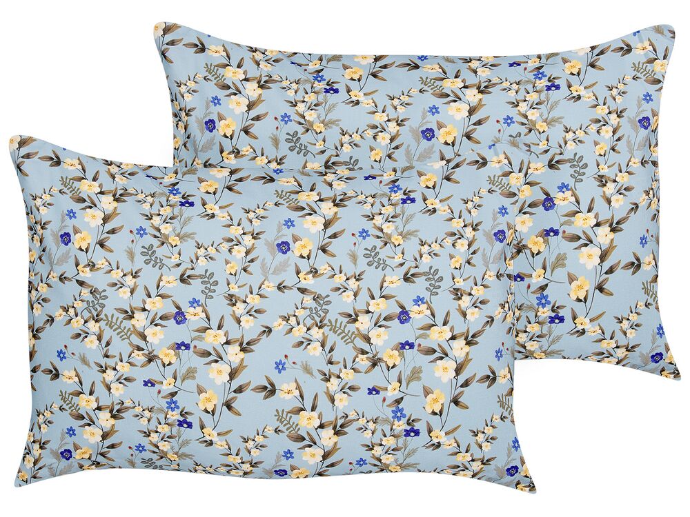 Set of 2 Outdoor Cushions Floral Motif 40 x 60 cm Blue VALLORIA Beliani