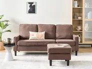 Sofa 3 Seater AVESTA with Ottoman Fabric Brown_1082564