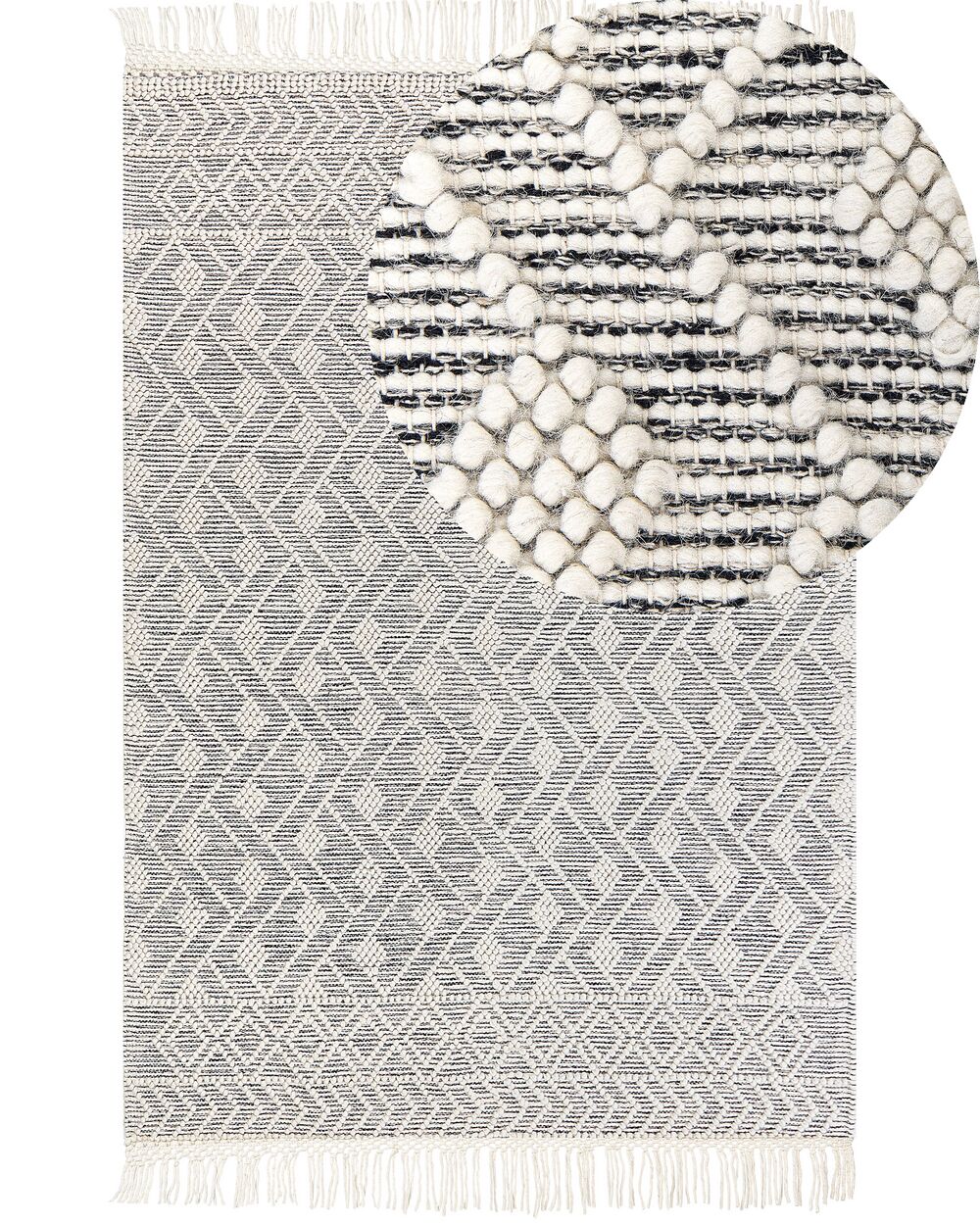 Vloerkleed KAVAK Zwart 160 x 230 cm Wol