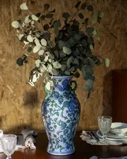 Blumenvase SEGOWIA 47 cm Porzellan Weiss / Blau_1155671