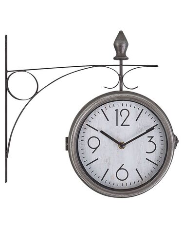 Iron Train Station Wall Clock ø 22 cm Silver and White ROMONT