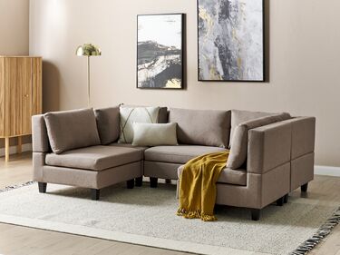 5-Seater Modular Fabric Sofa Brown UNSTAD