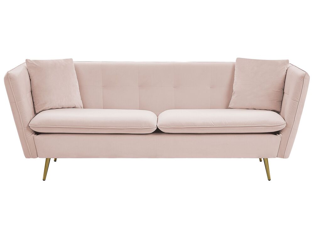 Sofa dla 3 osób FREDERICA Welur Różowy