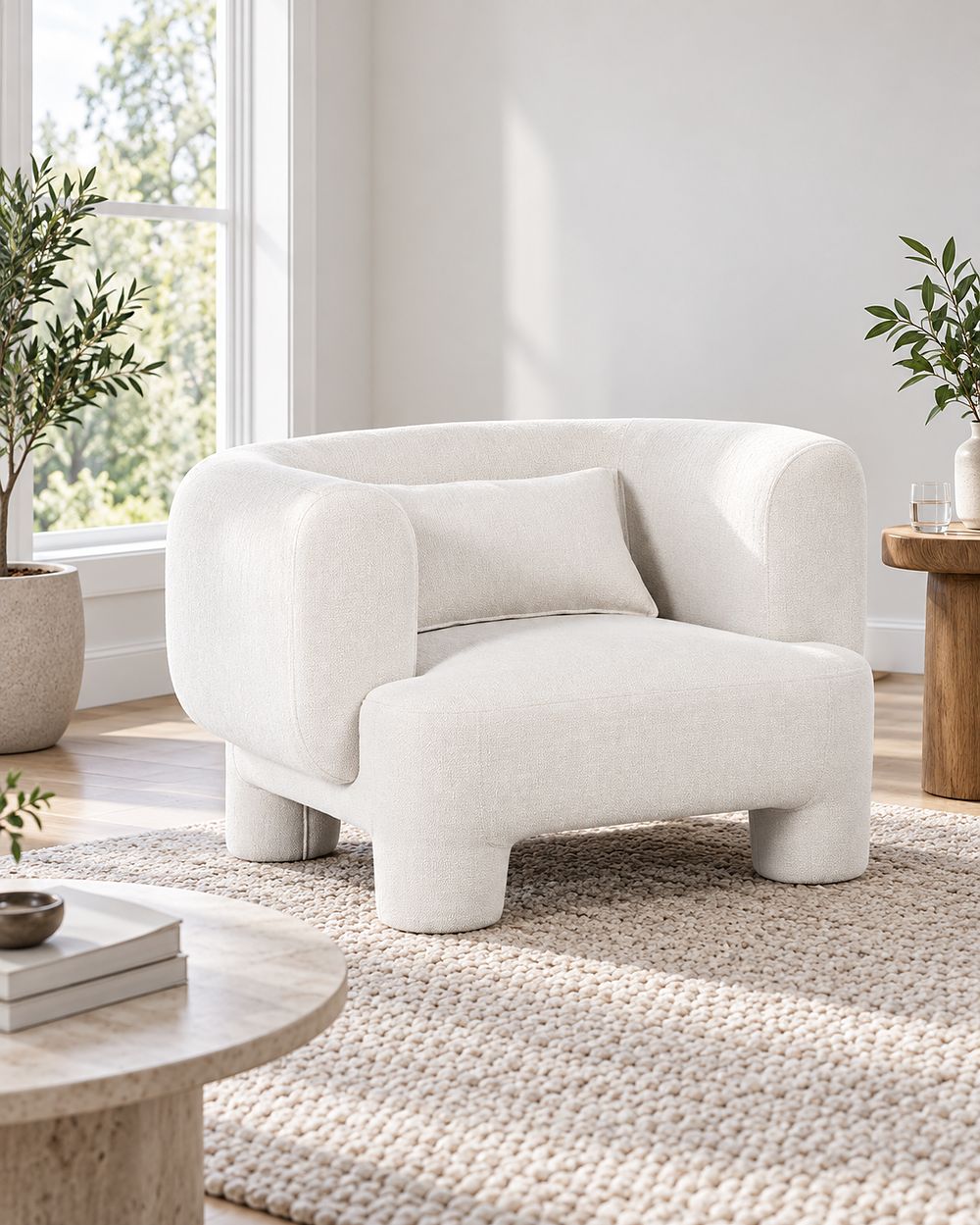 Armchair HOGBO Fabric White