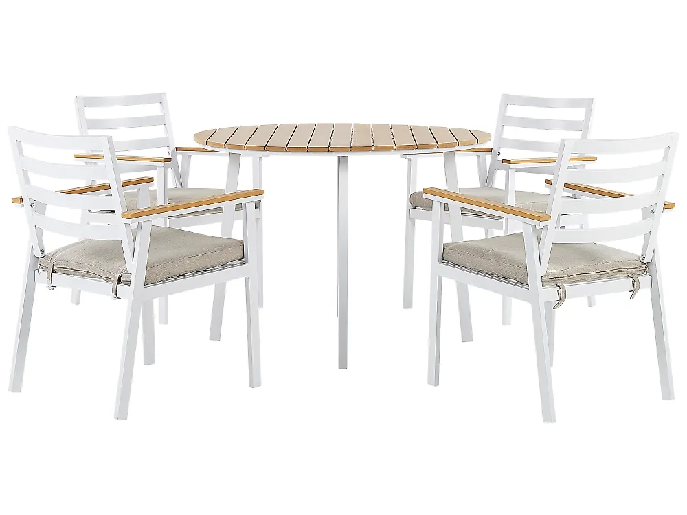 BICA Gartenmöbel-Set Venezia 2 – 2 Sessel, Sofa 2-Sitzer, Beistelltisch & Kissen, In Weiß