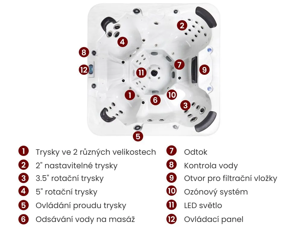 Venkovní vířivka s LED osvětlením VILLARRICA Bílá_968311