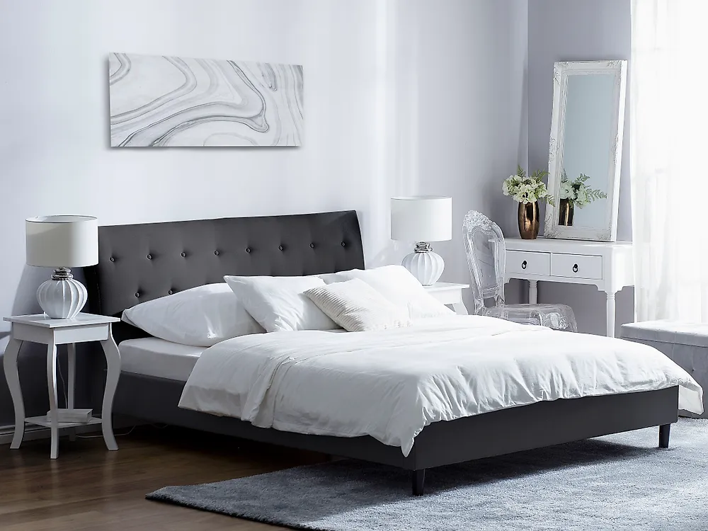 Bed Fabric SAVERNE 180 x 200 cm (EU Super King) Dark Grey_1177585