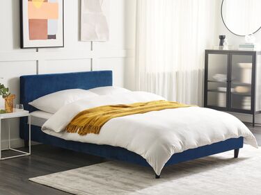 Fabric EU Double Size Bed Navy Blue FITOU