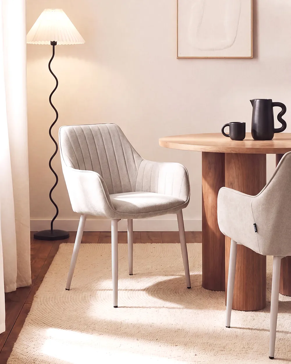 Set of 2 Dining Chairs WELLSTON Fabric Beige