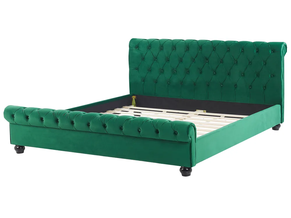 Bed Velvet AVALLON 180 x 200 cm (EU Super King) Emerald Green_729218