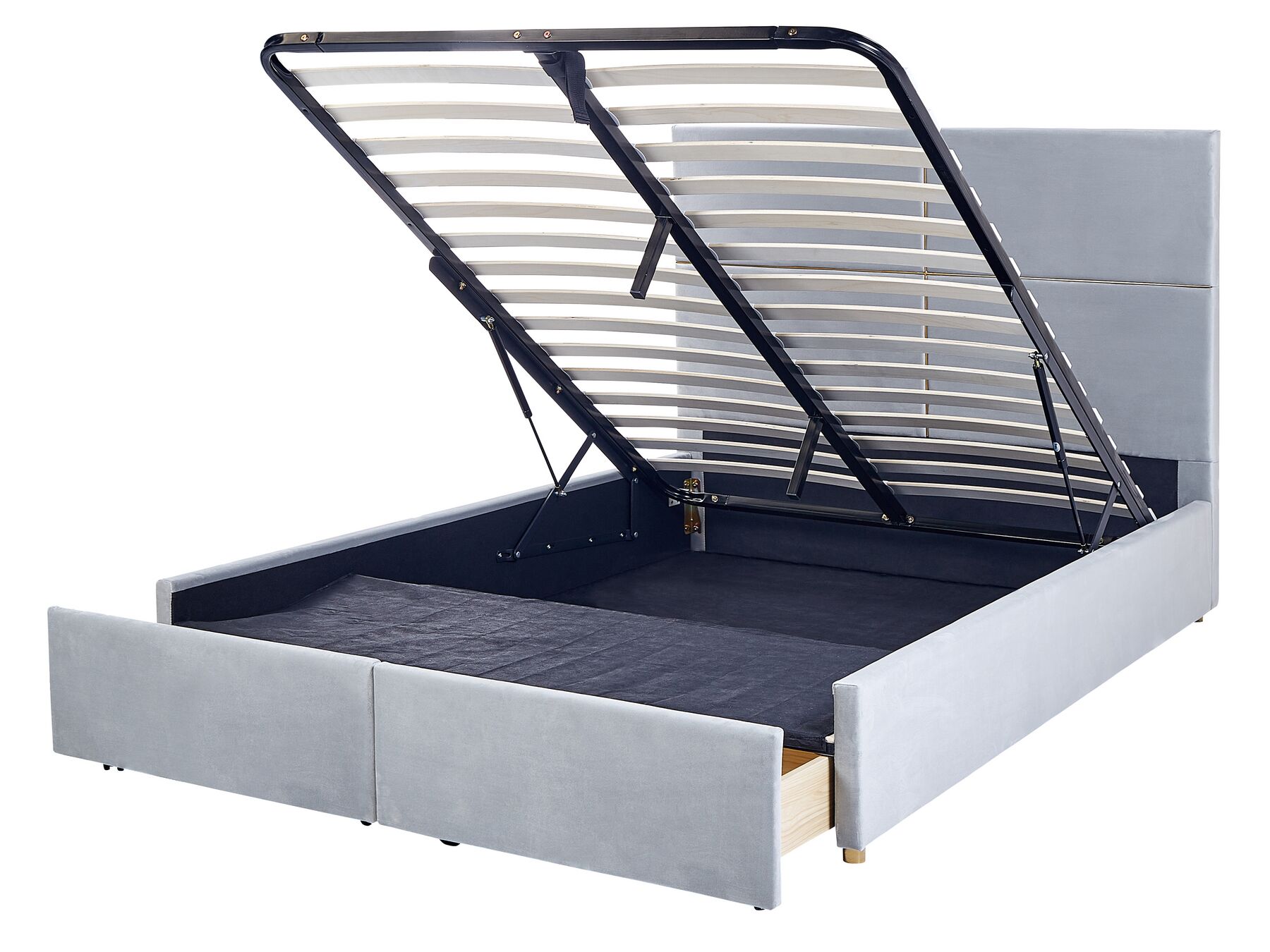 Sametová postel s úložným prostorem 140 x 200 cm světle šedá VERNOYES_861475