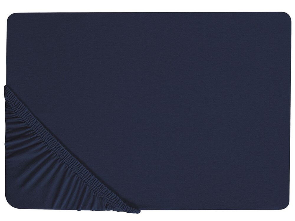 Fitted Sheet HOFUF 200 x 200 cm Cotton Navy Blue