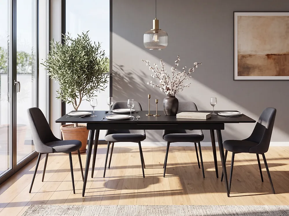 Esstisch MALDON schwarz 160/200 x 90 cm CH