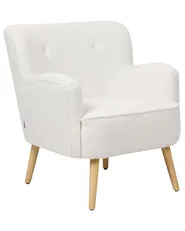 Armchair TUMBA with Footstool Boucle White_887142