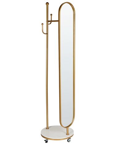 Garderobenständer mit Spiegel Metall gold / weiss 172 cm LORENA