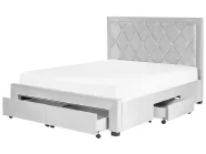 Bett mit Schubladen LIEVIN Samtstoff Hellgrau 160 x 200 cm_858068