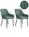 Set of 2 Dining Chairs LOVERNA Corduroy Green