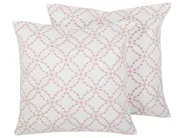 Set of 2 Decorative Cushions VERBENA 45 x 45 cm Cotton Pink Geometric Pattern_770272
