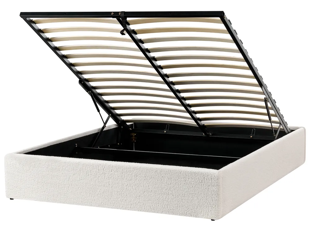 Ottoman Bed without Headboard DINAN Boucle Off-White 140 x 200 cm (EU Double)_903681