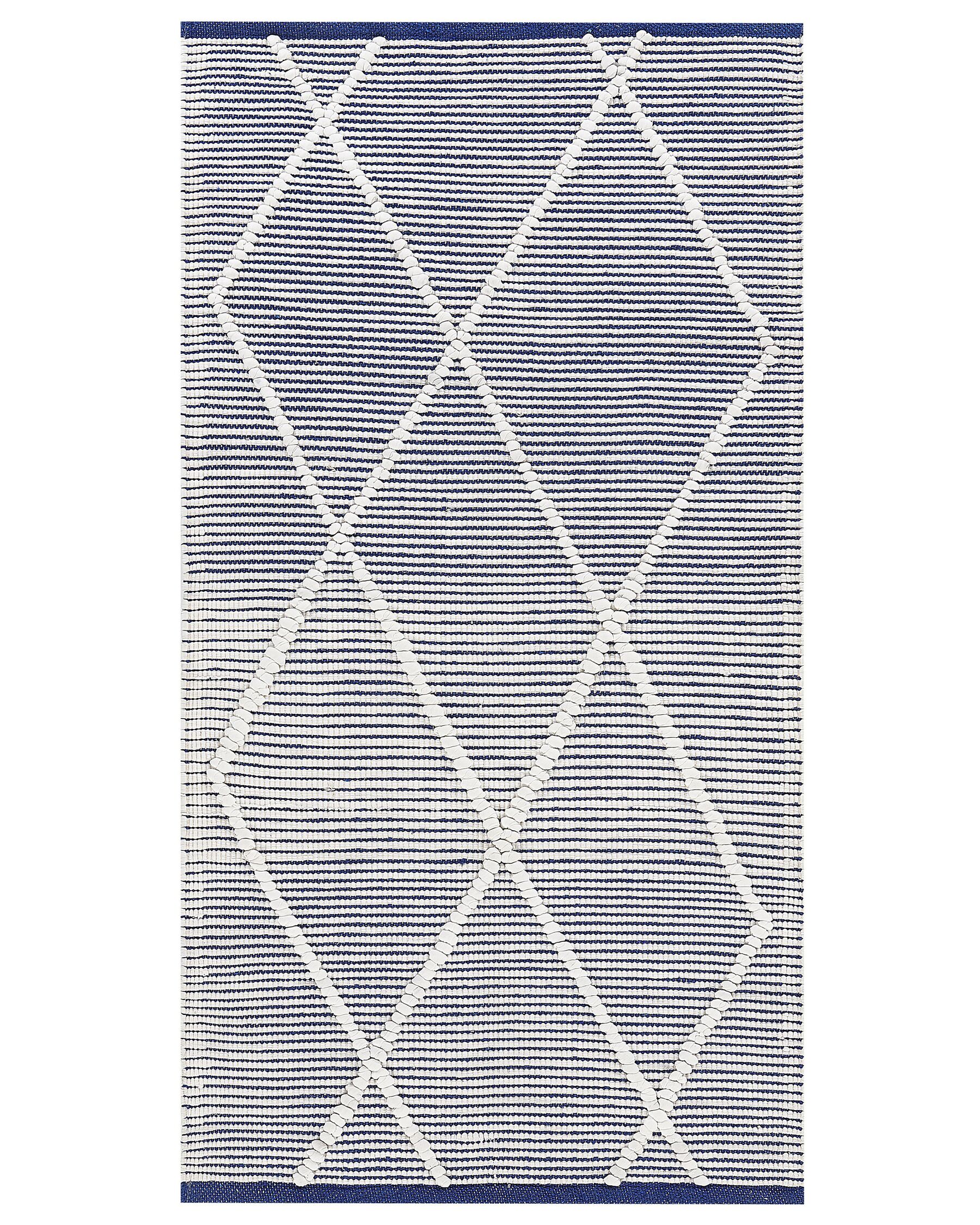 Dywan bawełniany 80 x 150 cm biały z niebieskim SYNOPA_842825