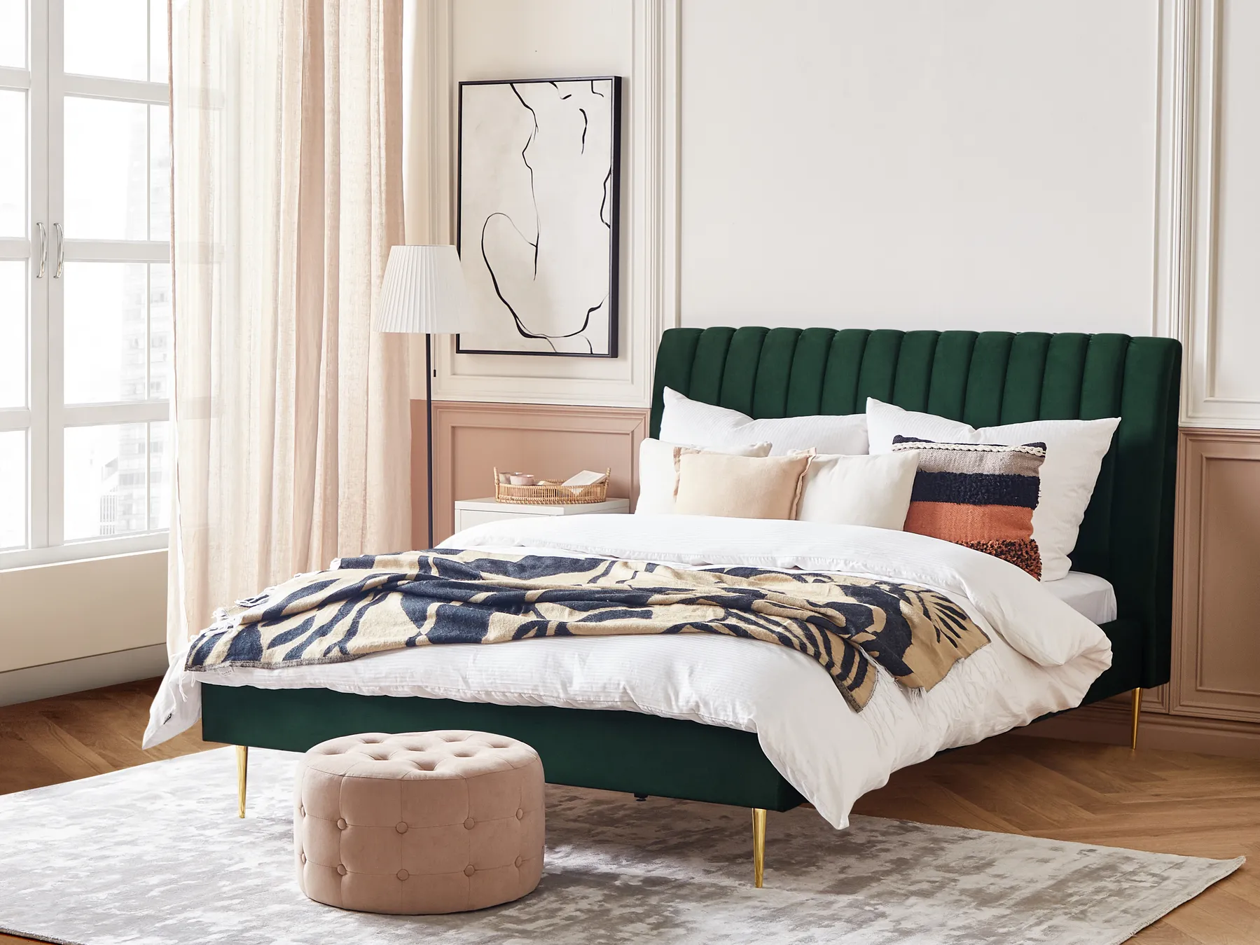 Letto Velluto MARVILLE 180 x 200 cm Verde smeraldo_836006