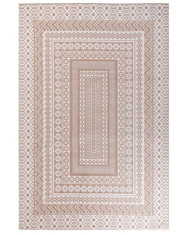 Teppich Jute beige / weiß 200 x 300 cm geometrisches Muster Kurzflor BAGLAR